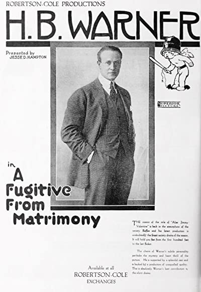 A Fugitive From Matrimony (1919) afişi A Fugitive From Matrimony (1919) afişi