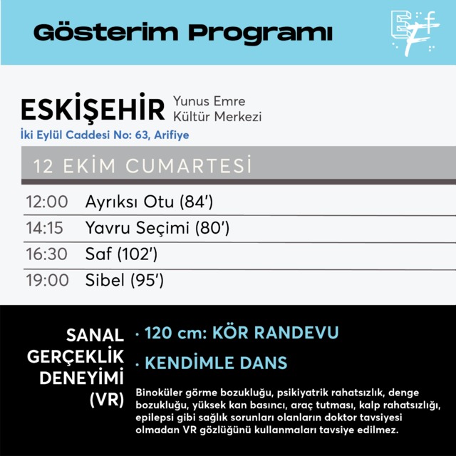 12 Ekim Cumartesi Programı